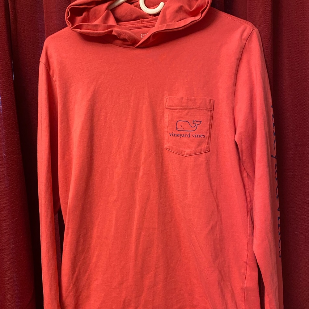 Vineyard Vines- Pink, Hooded Long Sleeve Short-Size:Small